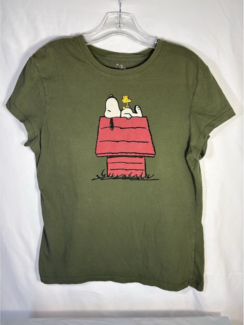 Peanuts Snoopy Woodstock Girls XXL 19 Green Doghouse Graphic T Shirt Tee
